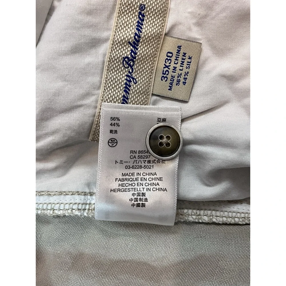 Tommy Bahama‎ Pants Mens 35X30 Chinos Linen Silk Blend Lightweight Beige Khaki